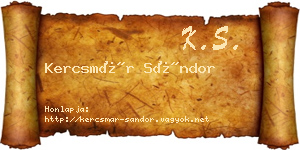 Kercsmár Sándor névjegykártya