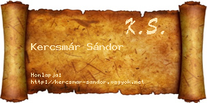 Kercsmár Sándor névjegykártya