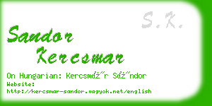 sandor kercsmar business card